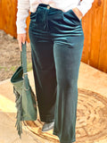 Teal Velour Wide Legs