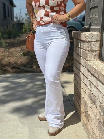 White Flare Denim Pullons