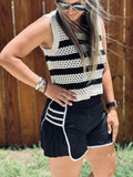 Striped Fish Net Sleeveless