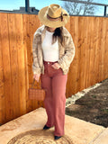 Dark Mauve Relaxed Fit Wide Leg