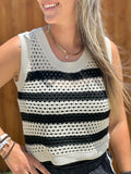 Striped Fish Net Sleeveless