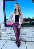 Burgundy Faux Leather Split Front Pull-Ons