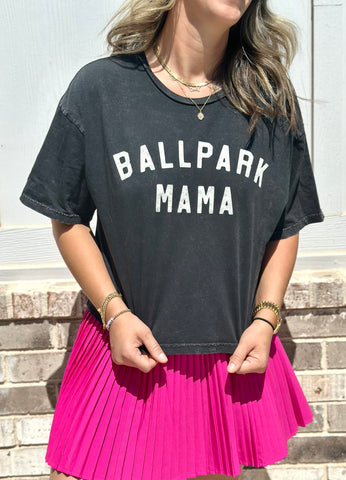 Ballpark Mama Cropped Mineral Washed Tee