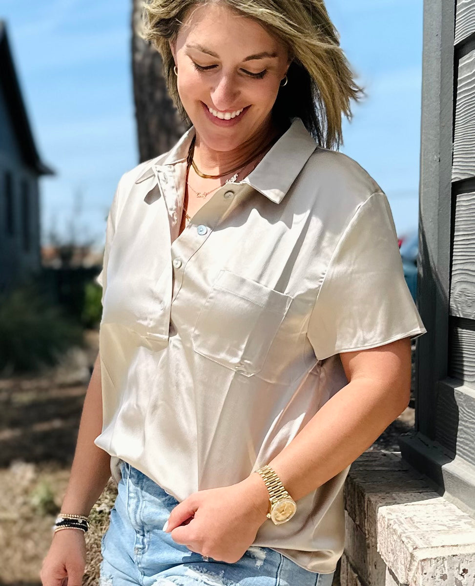 SOFT SATIN SHIRT IN CHAMPAGNE main image 0