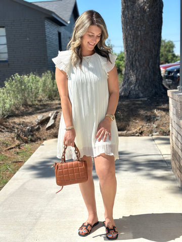 Ivory Pleated Dress