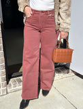 Dark Mauve Relaxed Fit Wide Leg