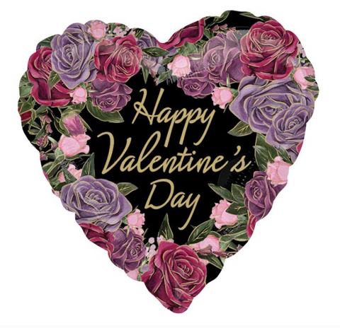 Romantic Roses Heart Mylar