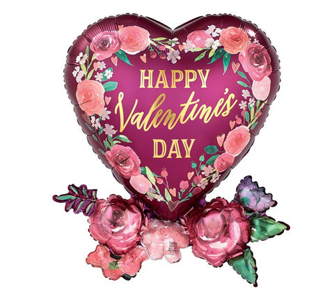 Plum Rose Detail Valentine's Day Mylar