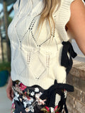 Scolloped Knit Side Bow Vest