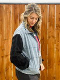 Quilted Denim/Sweater Sleeve Jacket