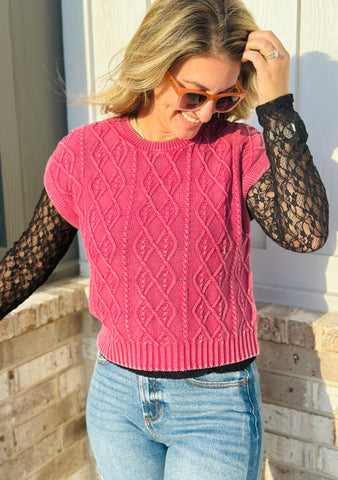 Magenta Texture Sweater Vest