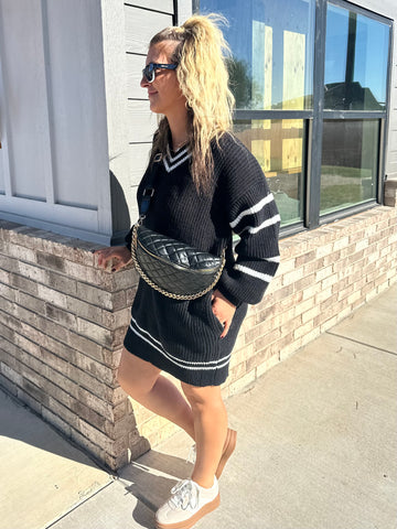 Blk/Wht Varsity Sweater Dress