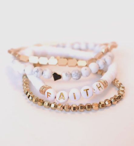 Faith Gold Beach Bracelet Stack