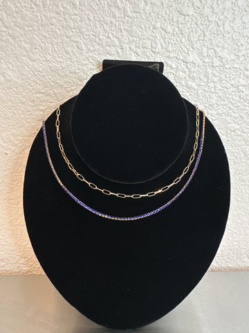 Royal Rhinestone & Link Layer Necklaces