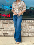 Rhinestone Fringe Pocket Denim