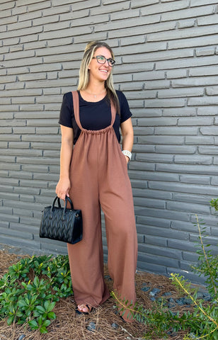 Drawstring Mocha Jumpsuit