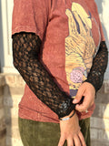 Black Round Neck Lace Long Sleeve