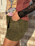 Olive Corduroy Skort