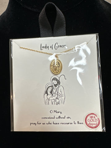 Gold Mother Mary Coin Necklace