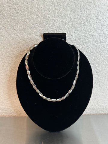 Silver Braid Snake Chain Necklace