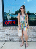 Natural Rainbow Stripe Romper