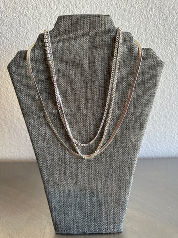 Cubic Triple Layer Necklace