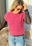 Black Round Neck Lace Long Sleeve