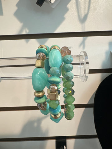 Mixed Seafoam Stretch Bracelet Stack