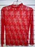 Red Lace Sheer Long Sleeve