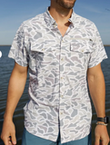 White Camo Burlebo Performance Fishing Shirt