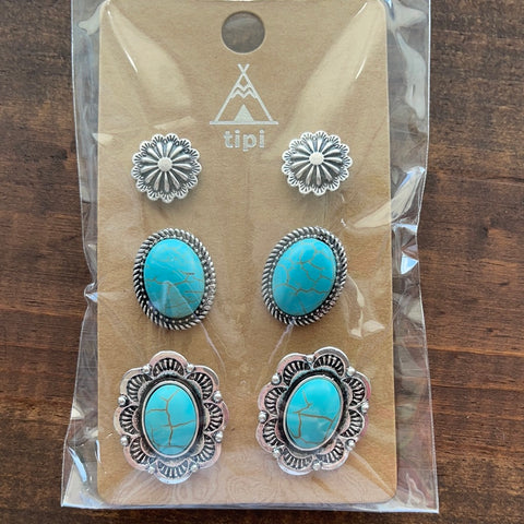 Silver turquoise 3 piece set