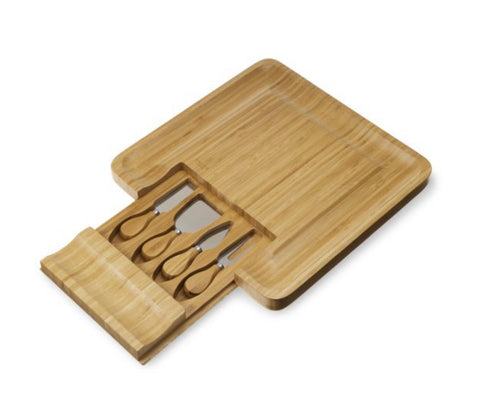 4 Piece Bamboo Cheese Board and Knife Set