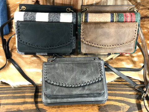 Crossbody/Wallet with Whipstitch Detail