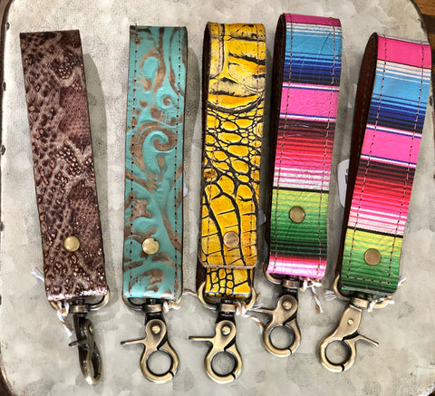 Large Printed Leather Key Fob