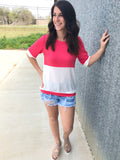 Coral/White Contrast Tee