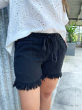 Black Denim Pull-On Shorts