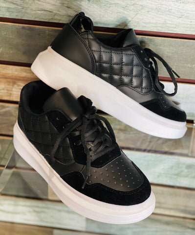 Black Quilted Low Tops